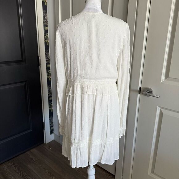 PAIGE Odelise Boho Peasant Style White Long Sleeve Ruffle Trim Dress Size M - Picture 5 of 9